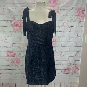 House of Harlow Women's 1960 Damask Tie Shoulder Velvet Mini Dress Black Size M